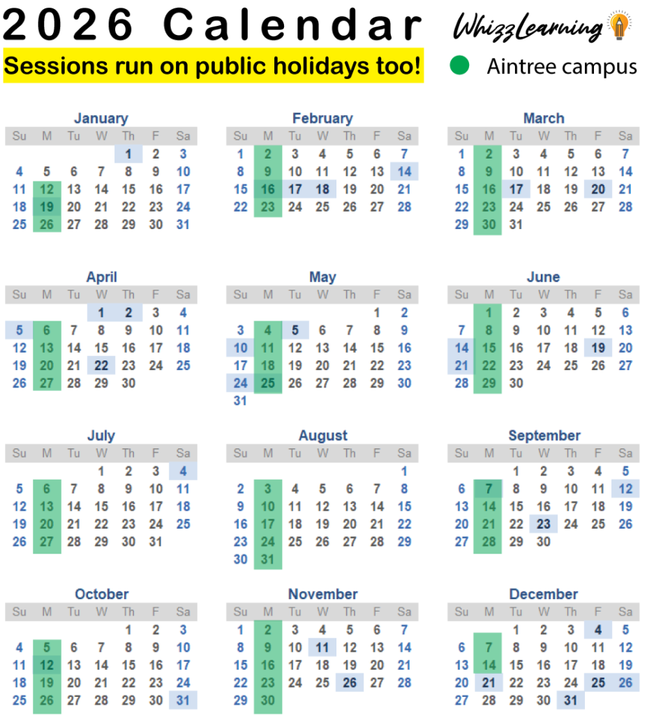 Whizz Learning Calendar 2026